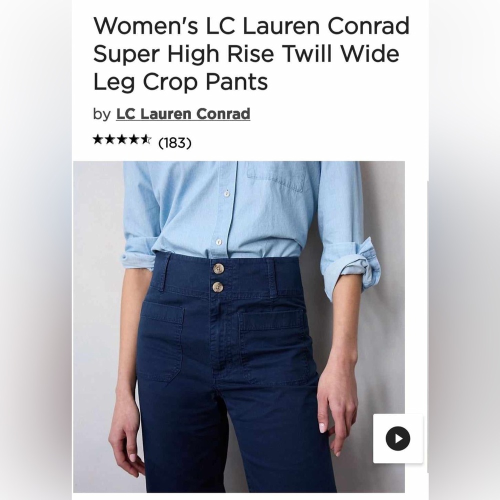 LC Women’s Lauren Conrad Super High Rise Twill Wide Leg Crop pants